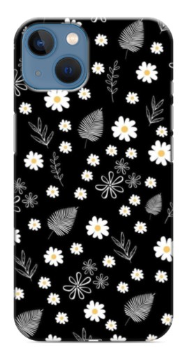 Чехол с принтом "Ромашки на черном" для iPhone 13