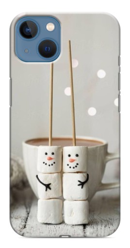 Чехол с картинкой "Снеговики из зефира" для iPhone 13