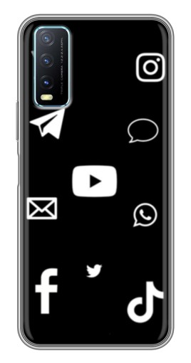 Чехол с картинкой "Белые иконки" для ViVO Y20