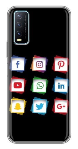 Чехол с принтом "Иконки на черном" для ViVO Y20