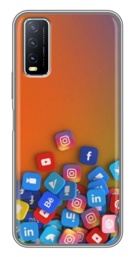 Силиконовый чехол с изображением "Иконки соц сетей" для ViVO Y20
