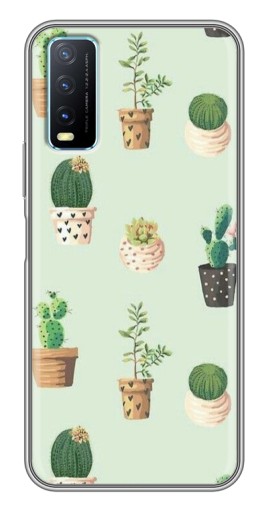 Чехол с принтом "Кактусы в горшочках " для ViVO Y20