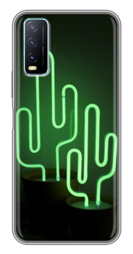 Чехол с картинкой "Неоновый кактус" для ViVO Y20