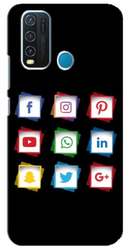 Чехол с печатью "Иконки на черном" для ViVO Y30