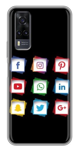Силиконовый чехол с изображением "Иконки на черном" для ViVO Y31