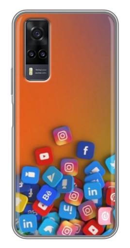 Чехол с принтом "Иконки соц сетей" для ViVO Y31