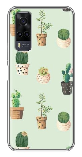 Чехол с принтом "Кактусы в горшочках " для ViVO Y31