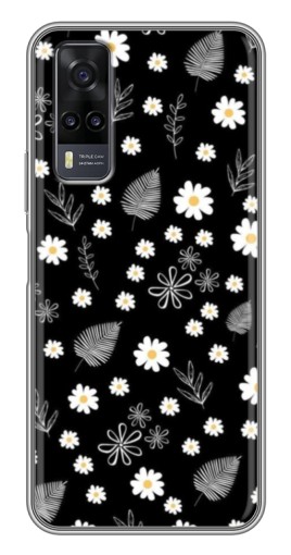 Силиконовый чехол с изображением "Ромашки на черном" для ViVO Y31