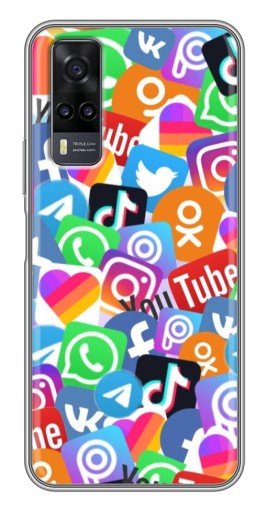 Силиконовый чехол с изображением "Яркие иконки" для ViVO Y31