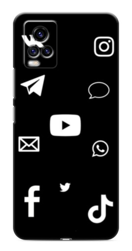 Силиконовый чехол с изображением "Белые иконки" для ViVO V20
