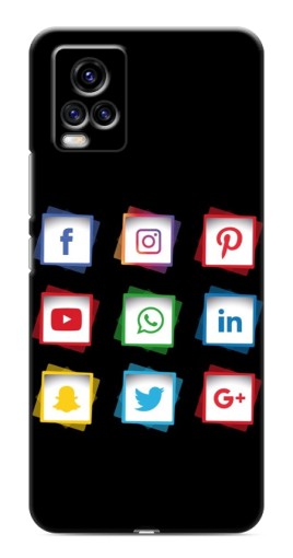 Чехол с печатью "Иконки на черном" для ViVO V20