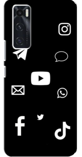 Чехол с печатью "Белые иконки" для ViVO V20 se