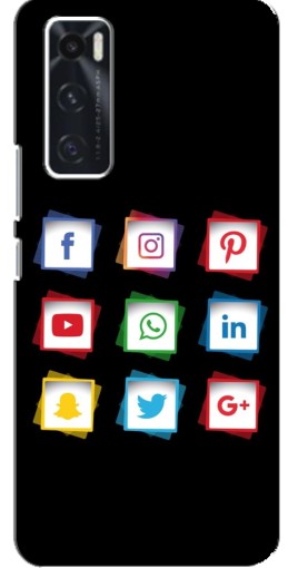 Силиконовый чехол с изображением "Иконки на черном" для ViVO V20 se