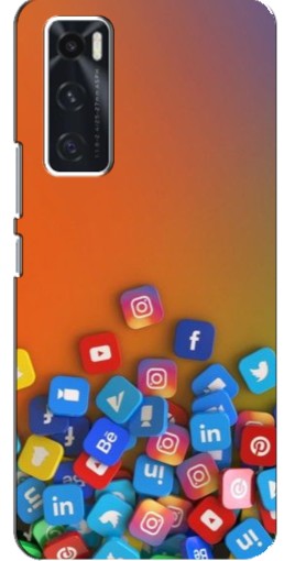 Чехол с печатью "Иконки соц сетей" для ViVO V20 se