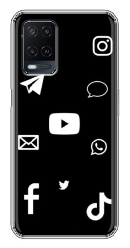 Чехол с принтом "Белые иконки" для OPPO A54