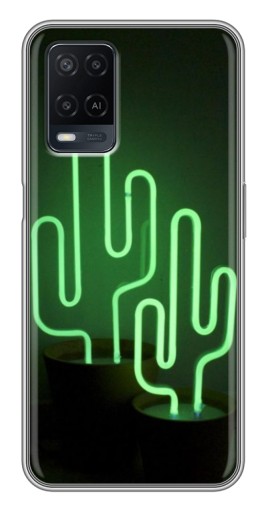Силиконовый чехол с изображением "Неоновый кактус" для OPPO A54