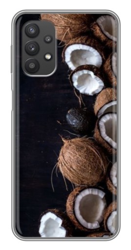 Чехол с печатью "Кокосы на черном" для Samsung Galaxy A32