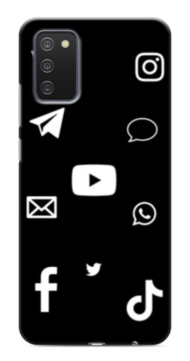 Силиконовый чехол с изображением "Белые иконки" для Samsung Galaxy A03s