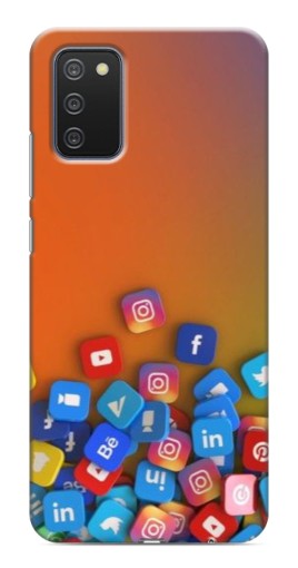 Силиконовый чехол с изображением "Иконки соц сетей" для Samsung Galaxy A03s