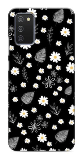 Чехол с картинкой "Ромашки на черном" для Samsung Galaxy A03s