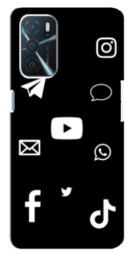 Чехол с картинкой "Белые иконки" для Oppo A16