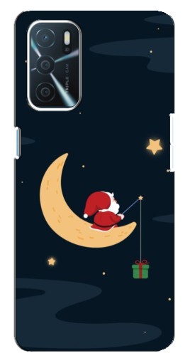 Чехол с печатью "Санта на луне" для Oppo A16