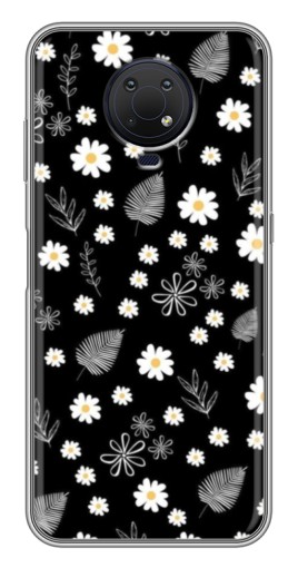 Чехол с принтом "Ромашки на черном" для Nokia G10