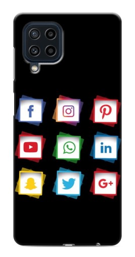 Силиконовый чехол с изображением "Иконки на черном" для Samsung Galaxy M32