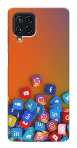 Чехол с картинкой "Иконки соц сетей" для Samsung Galaxy M32