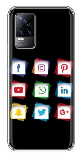 Силиконовый чехол с изображением «Иконки на черном» для Vivo V21E