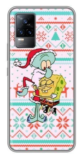 Чехол с печатью «Новогодний Спанч-Боб»  для Vivo V21E