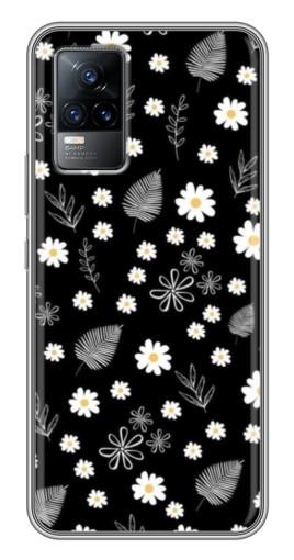 Чехол с картинкой «Ромашки на черном» для Vivo V21E