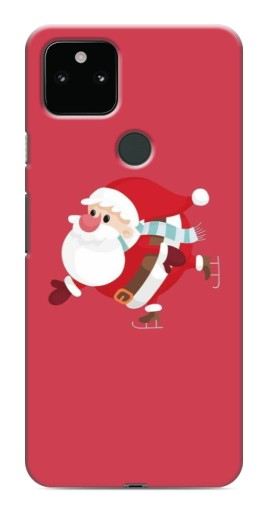 Чехол с картинкой "Дед Мороз на коньках" для Google Pixel 5