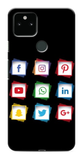 Силиконовый чехол с изображением "Иконки на черном" для Google Pixel 5