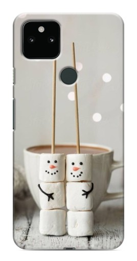 Чехол с картинкой "Снеговики из зефира" для Google Pixel 5