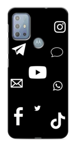 Чехол с принтом "Белые иконки" для Motorola MOTO G20