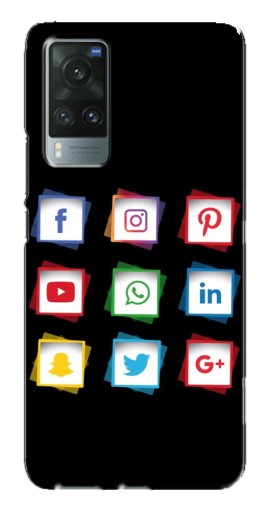 Чехол с картинкой "Иконки на черном" для Vivo X60