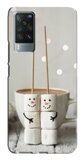 Силиконовый чехол с изображением "Снеговики из зефира" для Vivo X60 Pro