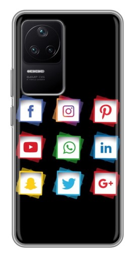 Чехол с печатью "Иконки на черном" для Xiaomi POCO F4 (5G)