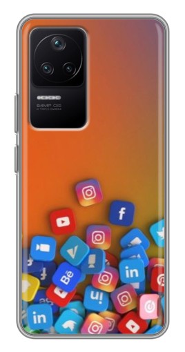 Чехол с принтом "Иконки соц сетей" для Xiaomi POCO F4 (5G)