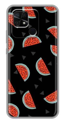 Чехол с картинкой "Арбузы на черном" для Xiaomi Redmi 10C