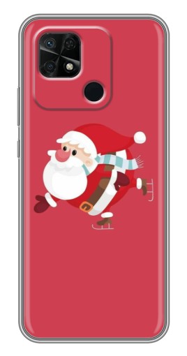 Силиконовый чехол с изображением "Дед Мороз на коньках" для Xiaomi Redmi 10C