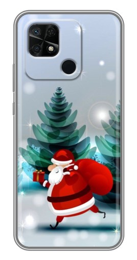 Чехол с картинкой "Дед Мороз с подарком" для Xiaomi Redmi 10C