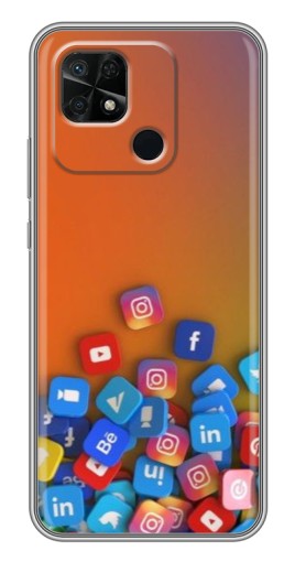 Силиконовый чехол с изображением "Иконки соц сетей" для Xiaomi Redmi 10C