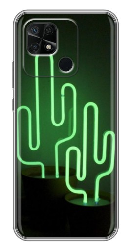 Силиконовый чехол с изображением "Неоновый кактус" для Xiaomi Redmi 10C
