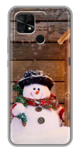 Силиконовый чехол с изображением "Рождественский снеговик" для Xiaomi Redmi 10C
