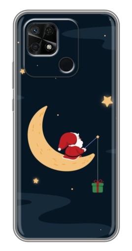 Чехол с принтом "Санта на луне" для Xiaomi Redmi 10C