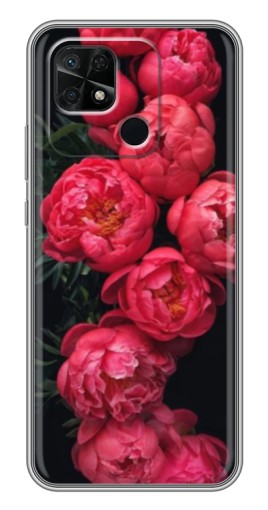 Силиконовый чехол с изображением "Яркие пионы" для Xiaomi Redmi 10C