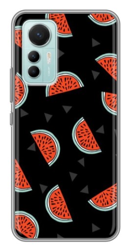 Чехол с картинкой "Арбузы на черном" для Xiaomi Mi 12 Lite