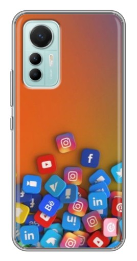 Чехол с принтом "Иконки соц сетей" для Xiaomi Mi 12 Lite